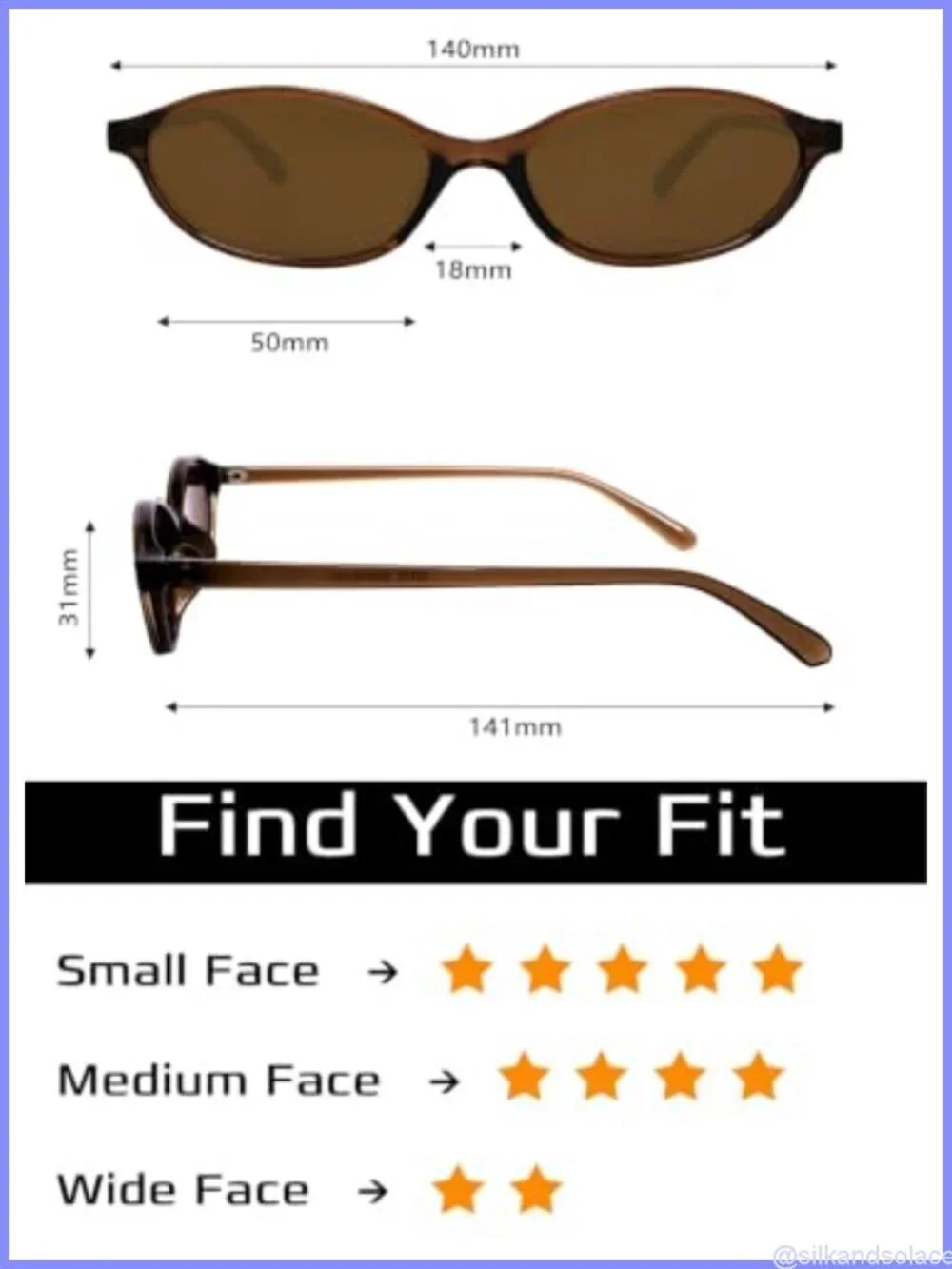 Retro Oval Cat Eye Sunglasses UV400 Lightweight Non-Slip Full Frame
